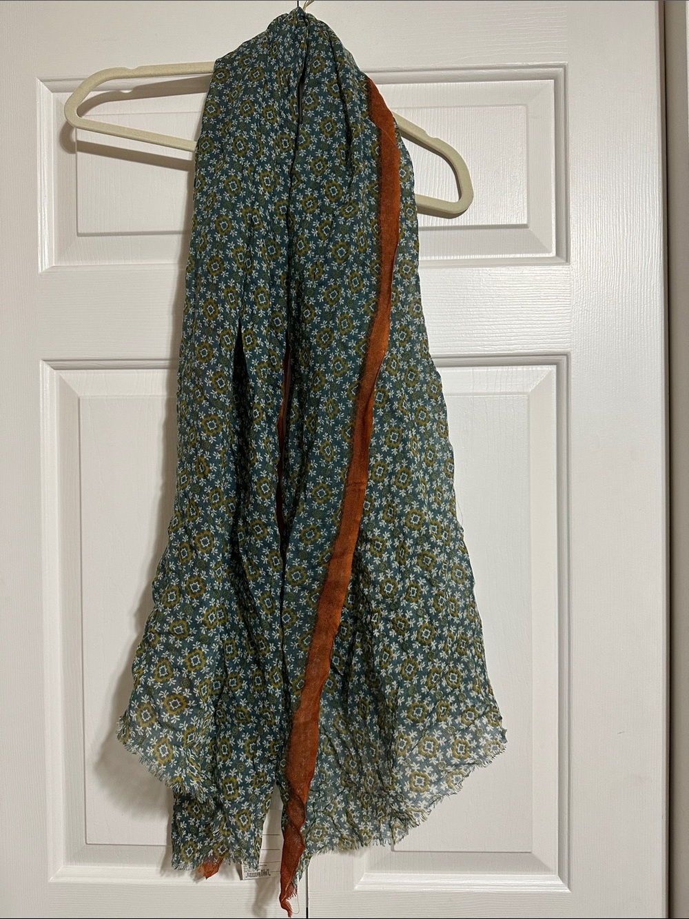 Green Floral Circle Skirt with Rust Side Trim